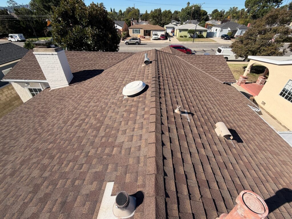 Aged asphalt shingle roof before replacement in Burbank CA